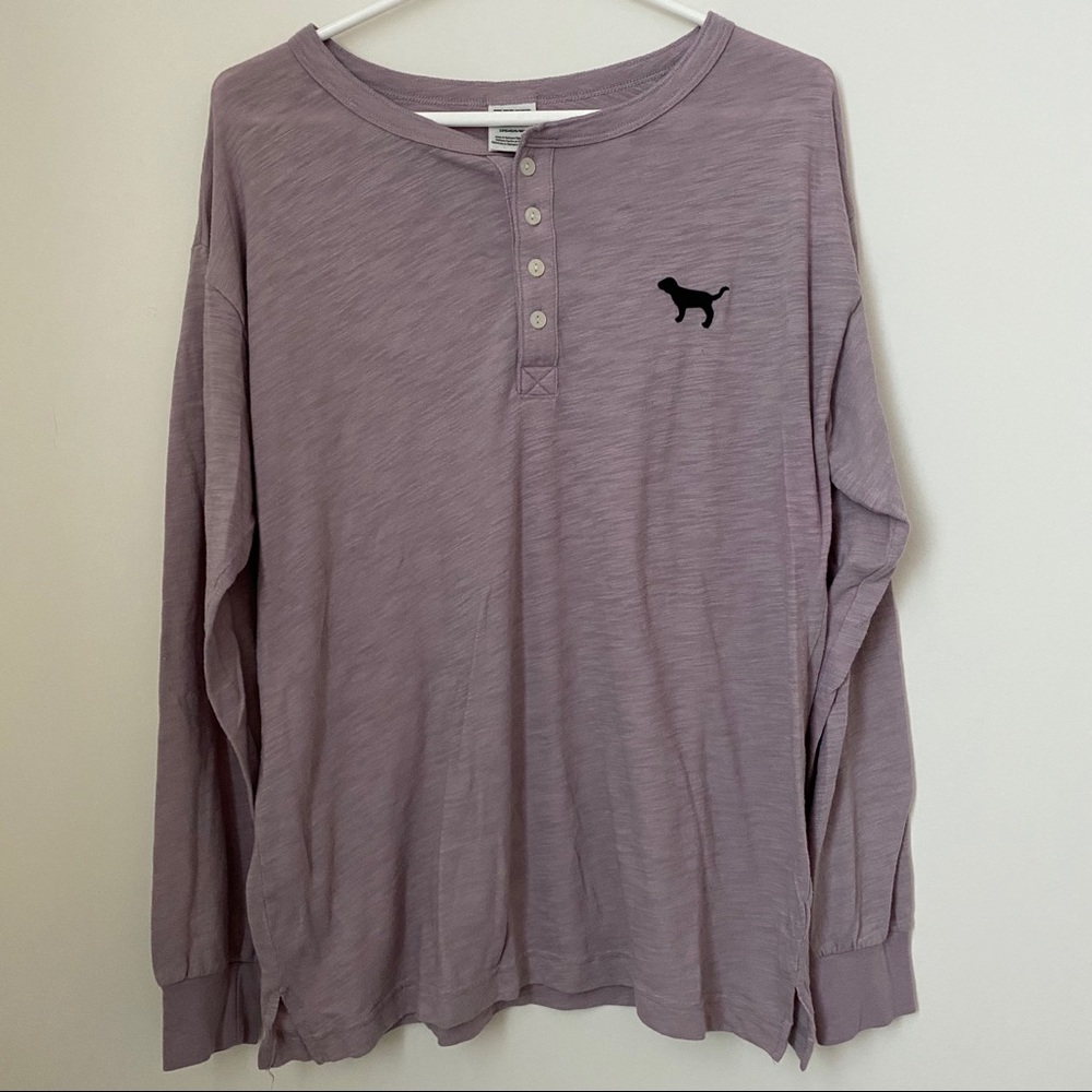 PINK Long-Sleeve Henley Shirt - Lilac